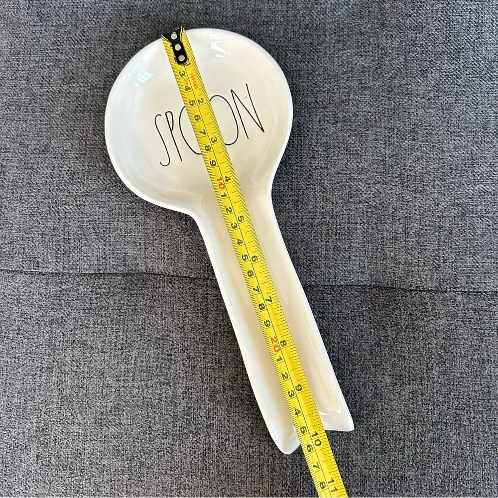 Rae Dunn Ceramic Spoon Rest, White, Black